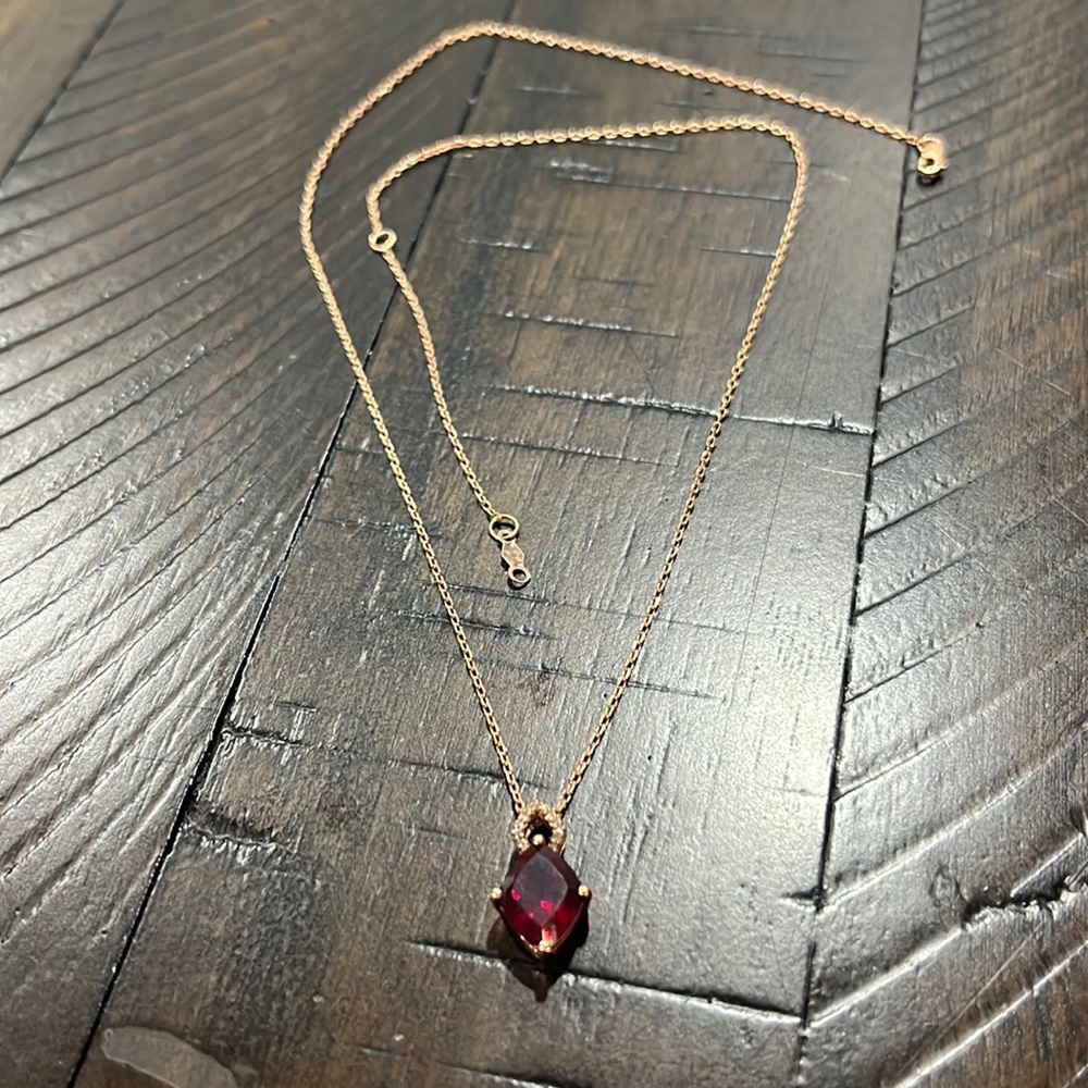 Ruby Necklace with Diamonds 10K Rose Gold